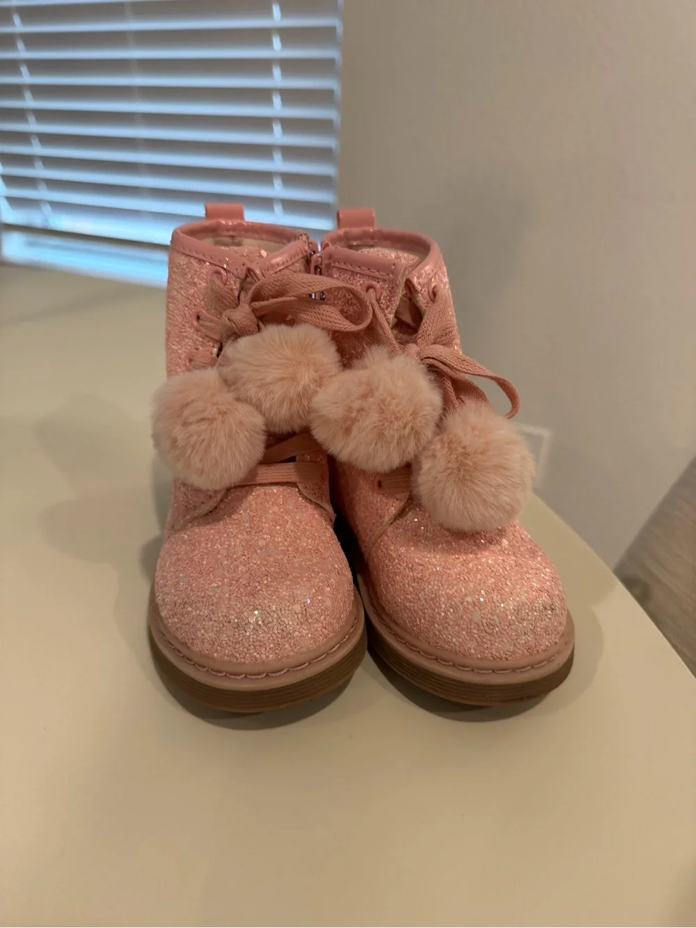 Sparkly Pink Pom Pom Girls' Boots